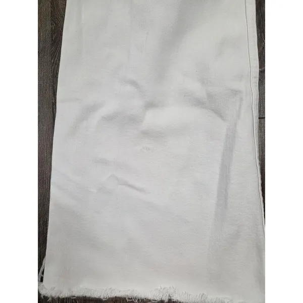 Zara Marine Straight High Waist Jean Raw Edge Size 2 Bone Light Gray - Image 5