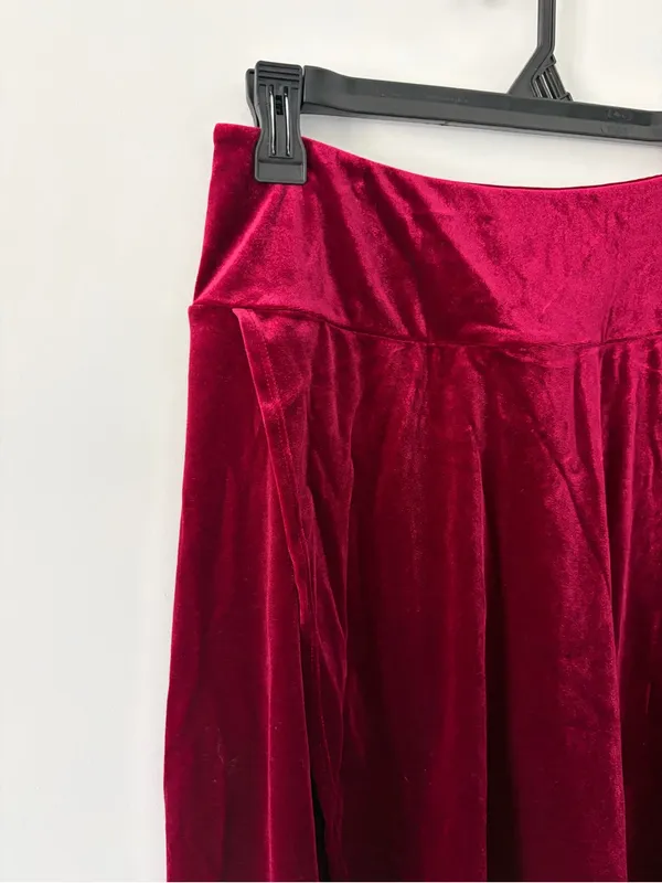 Halara High Waisted High Low Crossover Velvet Maxi Skirt Sangria NWT Small - Image 2