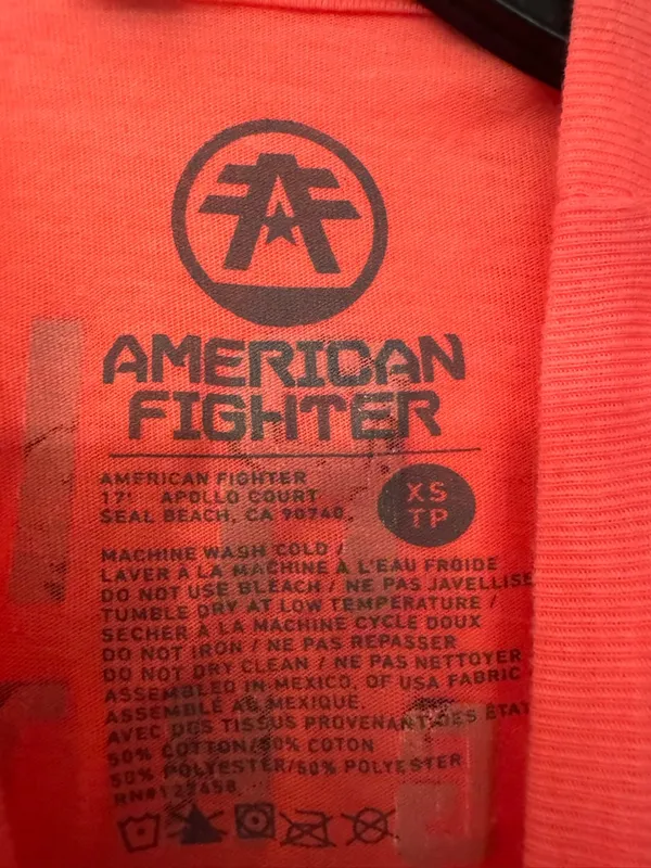 American Fighter Coral Pink Women’s Short Sleeve Graphic Tee Size XS - Image 9