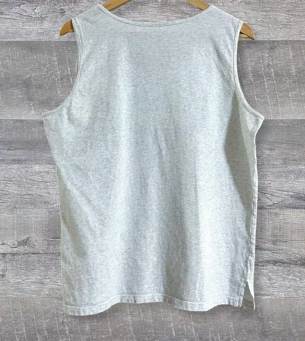 Victorias Secret PINK Grey Muscle Tank Top Women L Ombre Green Blue Logo Graphic - Image 4