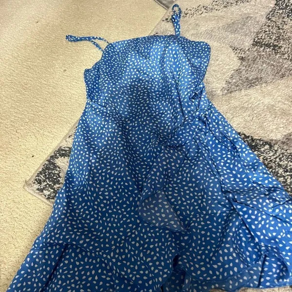 💙🤍 Hello Molly Down To Georgia Dress Blue Polka‎ Dot Print Size S - Image 10