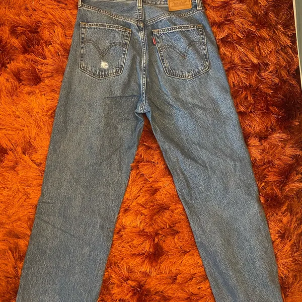 Levi's Blue Distressed Wide-Leg Jeans - Image 6