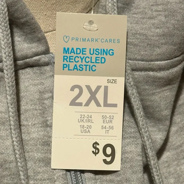 Primark Cares Women's Grey Full-Zip Hoodie Sweatshirt Size 2XL - Image 7