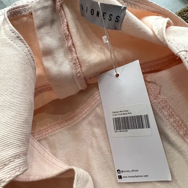 NWT Lioness Plush Pink Denim‎ Overall Jumper Dress Size Large L (fits like a 6) - Image 3