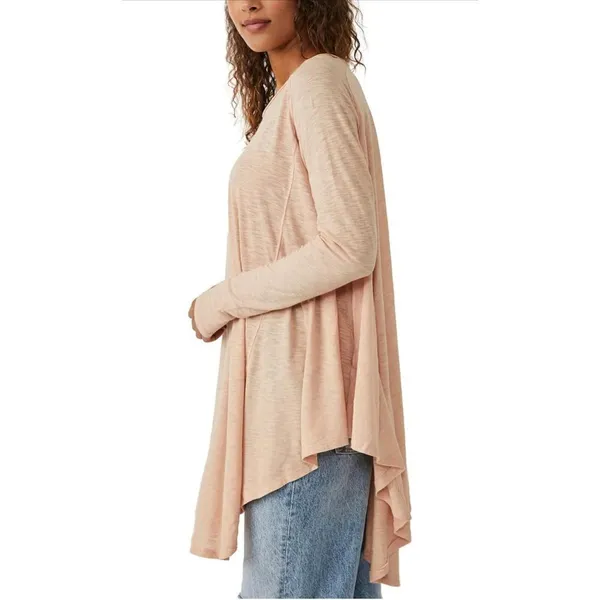 Free People Aria Trapeze Long Sleeve Top‎ XS Misty Mink Pink - Image 3