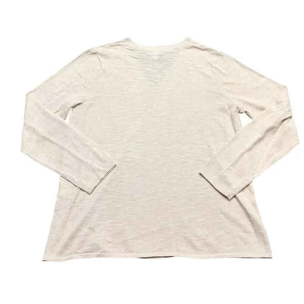 J. Jill Top Knit Soft Pink Linen Blend Top V Neck Casual Travel Coastal Women L - Image 2