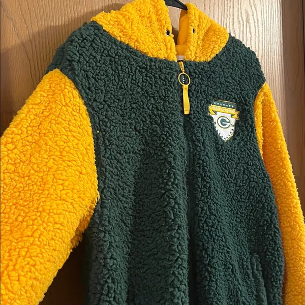 Green Bay Packers NFL Full Zip Sherpa Hoodie‎ NWOT Small - Image 2