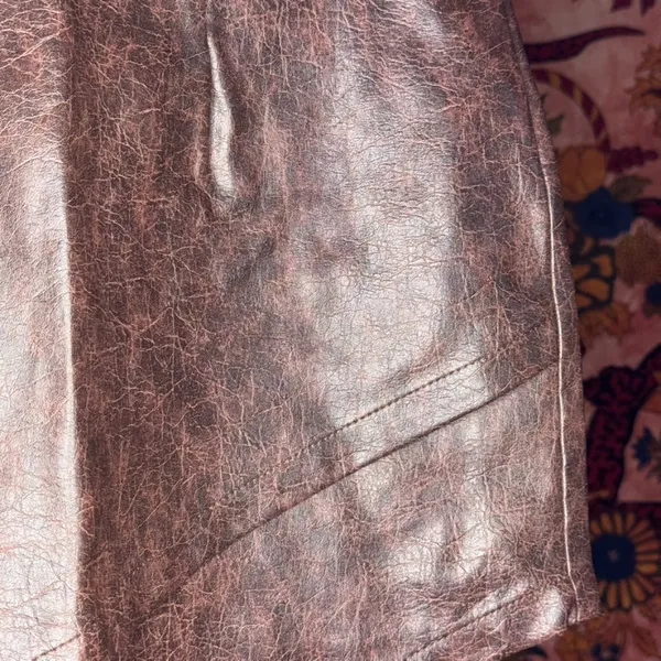SheIn Dark Brown Layered Faux-Leather Mini Skirt - Image 4