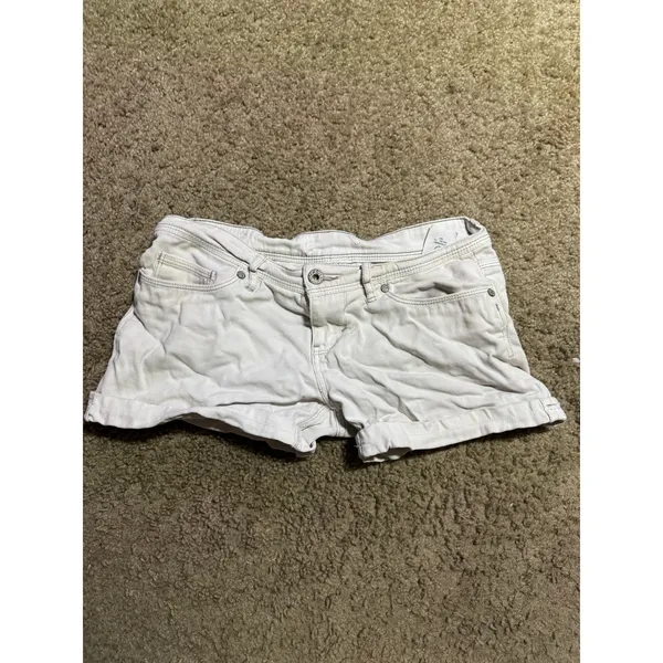 Levis White Denim Cuffed Shorts Womens Size 5 Low Rise Stretch Ramie Blend - Image 4