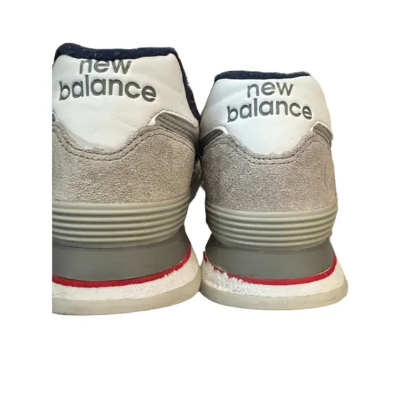 Women's New Balance 574 Grey Navy Lace-Up Athletic Sneakers - Image 4