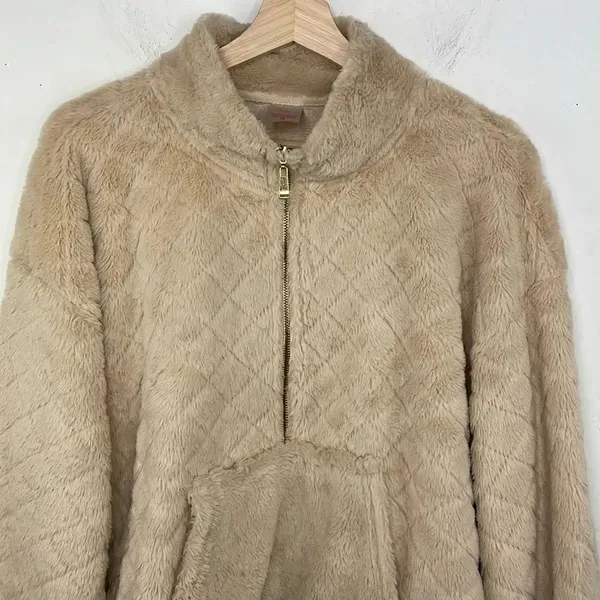 No Boundaries Faux Fur Pullover Sweatshirt Long Sleeve 1/2 zipper XXL - Image 2