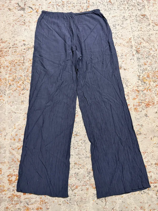 ZARA Wrinkle wide leg pants size Medium Navy - Image 3