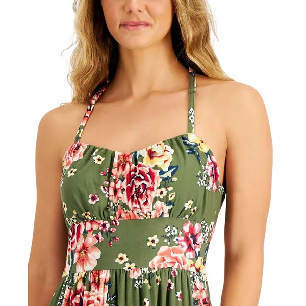NWT Jamie & Layla Womens Petite Floral-Print Empire Maxi Dress Green Multi PL - Image 4