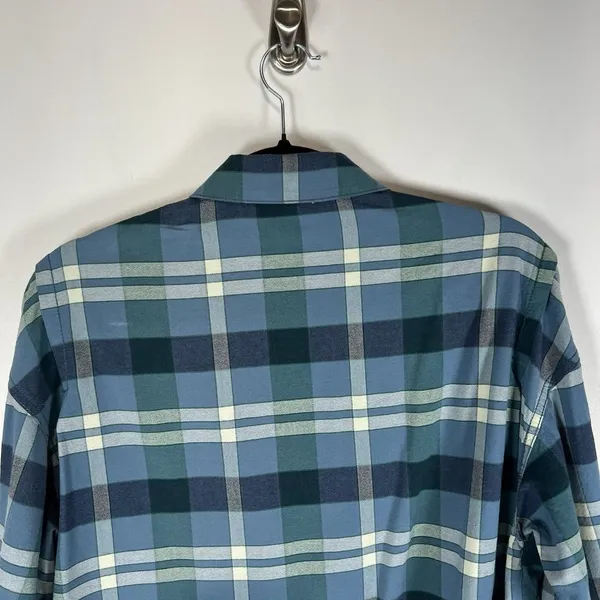 Free‎ People Loveland Plaid Button Down Shirt Blue Rayon Cotton Tunic Sz XS Boho - Image 8