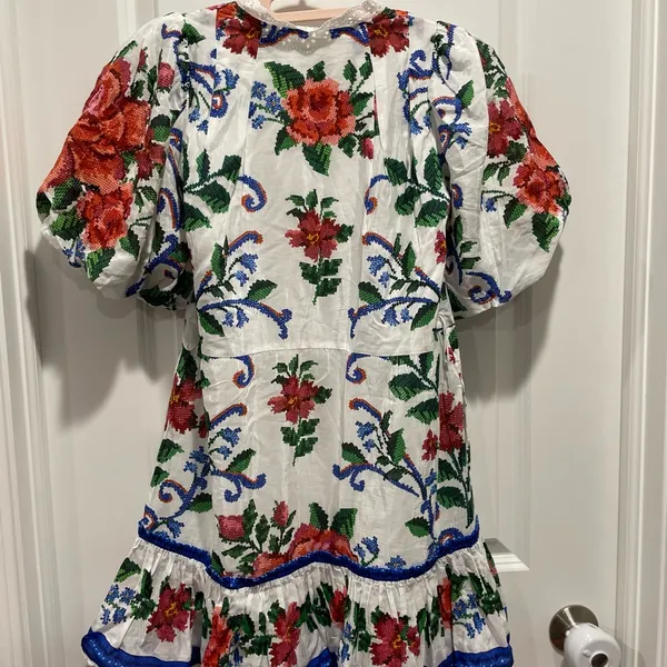 Farm Rio Off-White Flower Tapestry Mini Dress Size XXS - Image 4