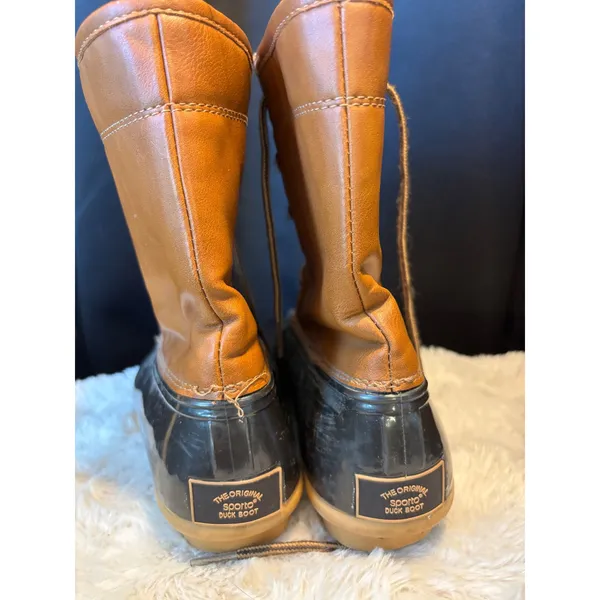 Sporto Arianna Womens Black Tan Faux Fur Lined Lace Up Duck Boots Size 8M - Image 2