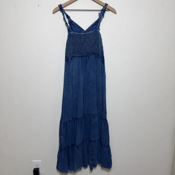 Lapogee Women Babydoll Maxi Denim Dress XL Tiered Boho Fairy Grunge Indie Sleaze - Image 7