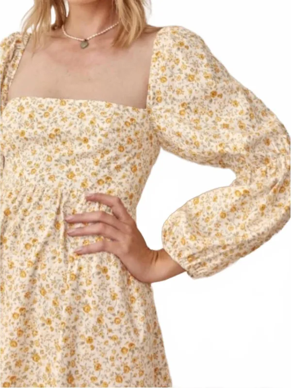 Reformation Michaela Dress Lima Floral Square-Neck Puff Sleeve Prairie Cottage 4 - Image 2