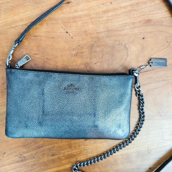 Coach Kylie Metallic Silver Crossbody Mini Purse - Image 7
