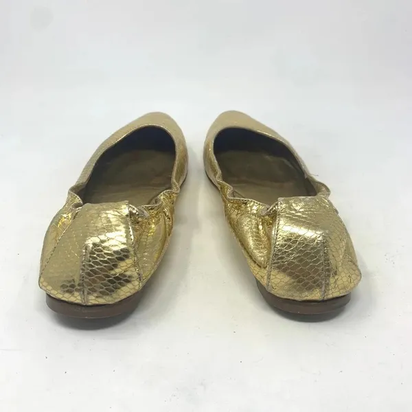 Dolce & Gabbana Gold Metallic‎ Snakeskin Flats - Image 6
