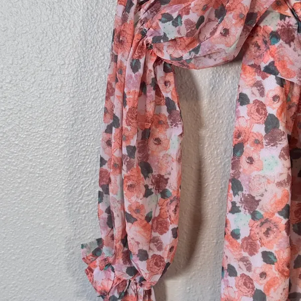 Lena Pink Orange Floral Boho Mini Dress Womens M Balloon Sleeve Spring Baddie - Image 11