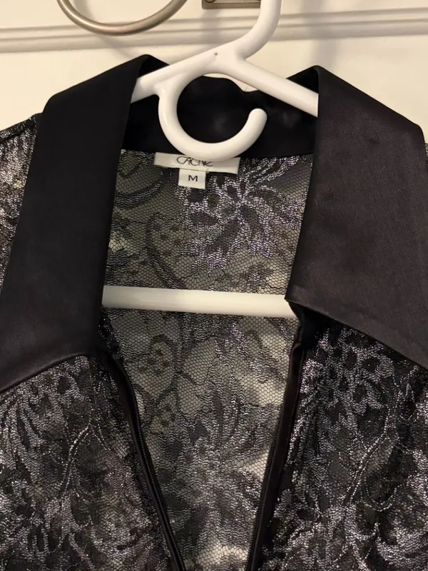 Cache vintage sheer lace cardigan size medium whimsigoth dark floral *flaw - Image 5