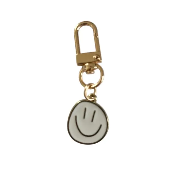 Happy Face Keychain Set Bag Charms Pink/White/Gold Y2K Twee Accessories - Image 2