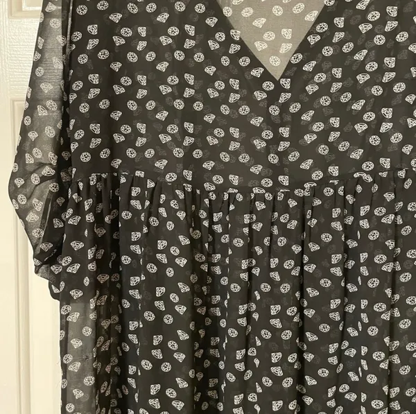 Torrid Diamond Print Sheer Chiffon Shirt Dress 3/4 Sleeve Black & White Size 1 - Image 10