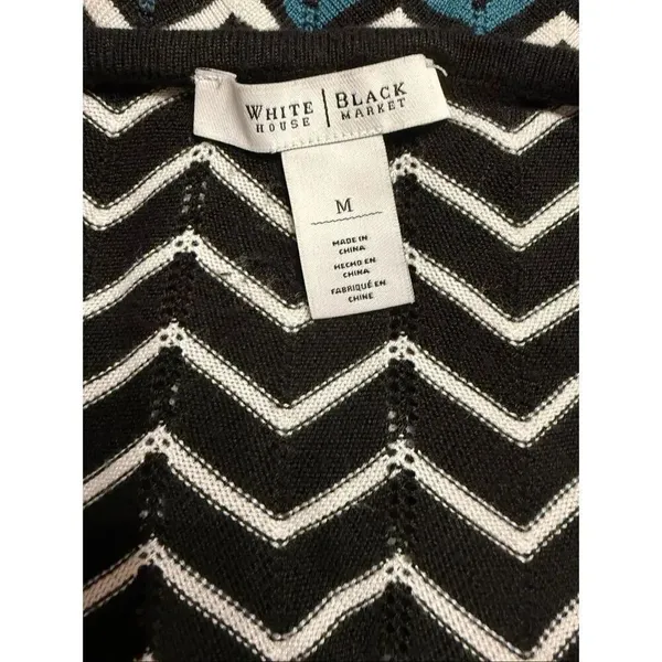 White House Black Market Sweater Womens Medium Multicolor Chevron Scoop Neck - Image 3