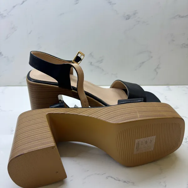 Bella Marie Black Square Toe Block Heel Sandals Size 9 NWOT Minimalist Sleek - Image 4