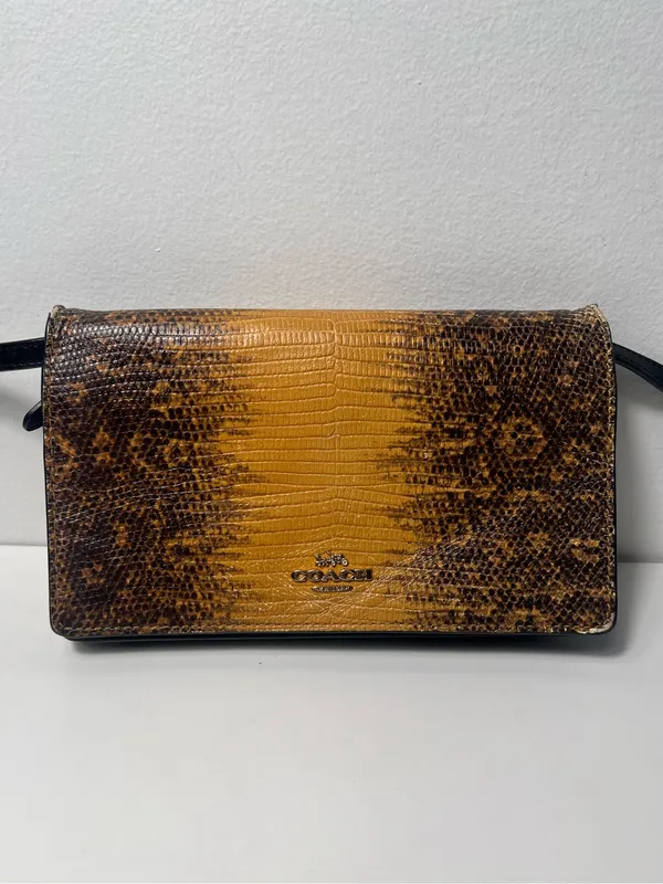Coach Hayden Anna Foldover Lizard Embossed Leather Crossbody Clutch - Image 3