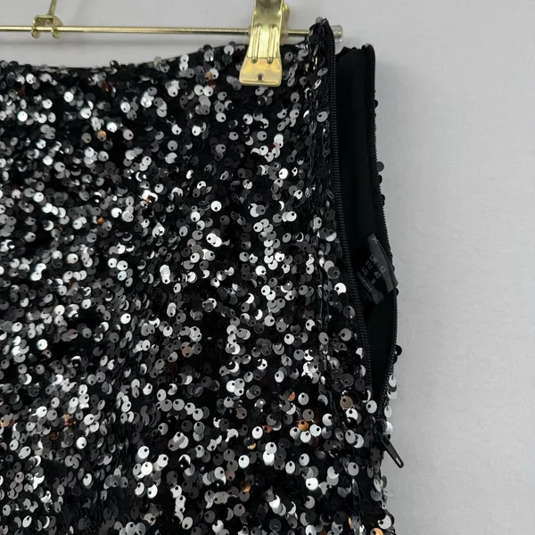 ASOS Design Sequin Shorts Black Silver Party High Rise Lined Disco Festiva Sz 8 - Image 4