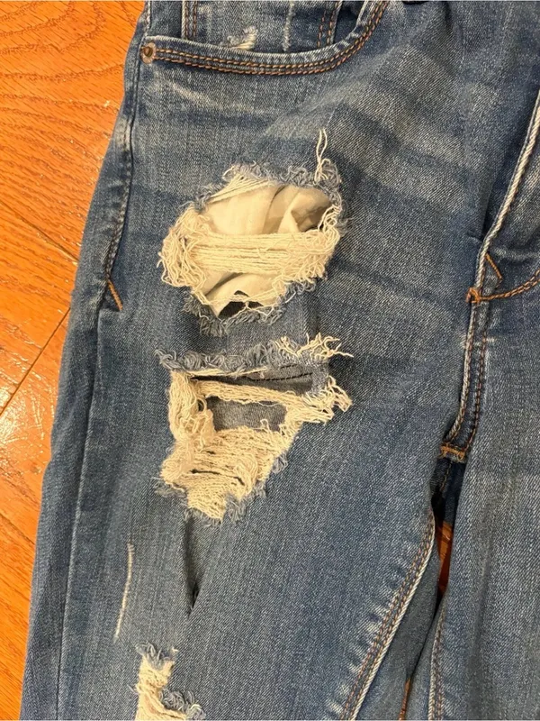 Express Mid Rise Ankle Legging Jeans Size 6 Distressed Frayed Hem Stretch Skinny - Image 4