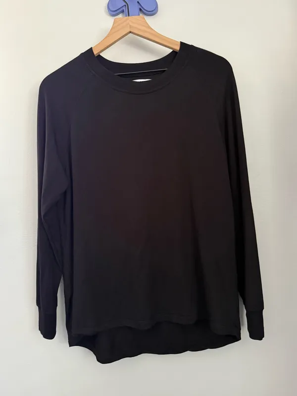 Lake Women’s Large Modal Lounge Long Sleeve Top Black Relaxed Comfy Minimal - Image 2