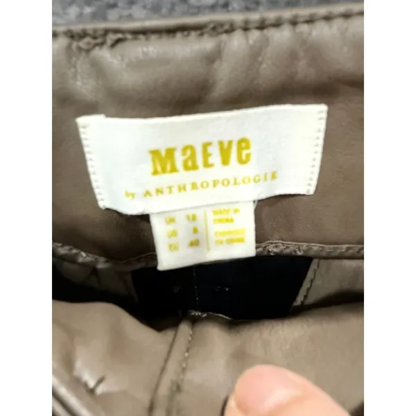 Maeve Anthropologie Women Pants 8 Brown Faux Leather Wide Leg High Rise Pocket - Image 5