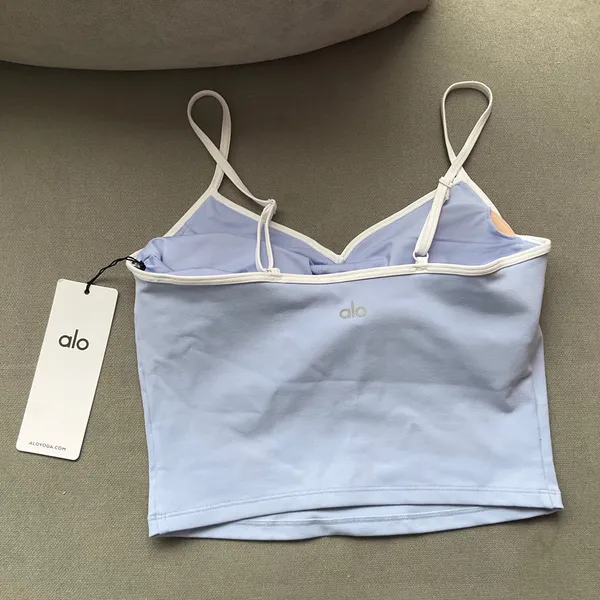 Alo Yoga Airbrush Refined Bra Tank Light Provence Blue/White S - Image 4