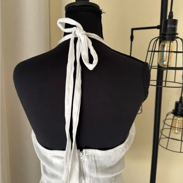 Altar’d State White Halter Mini Dress S Backless Summer Bridal Boho - Image 8