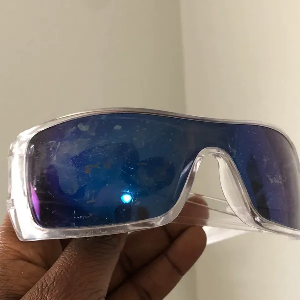 Oakley Batwolf OO9101-07 127 Clear Frame Blue Lens Wrap Around Sunglasses Made in USA - Image 8