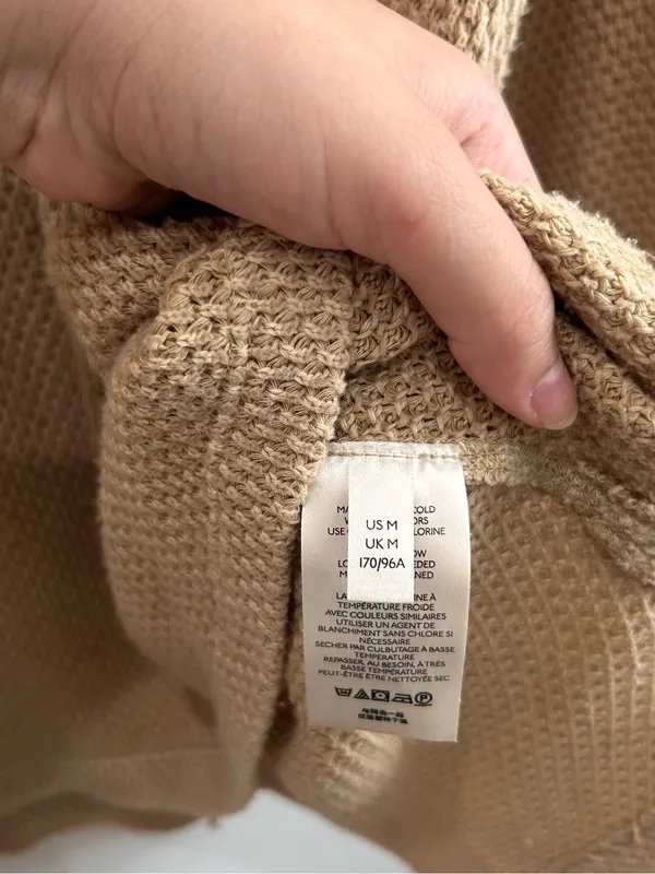 Free People We The Free She's A Keeper Thermal Knit Tunic Top Winter Wheat M - Image 8