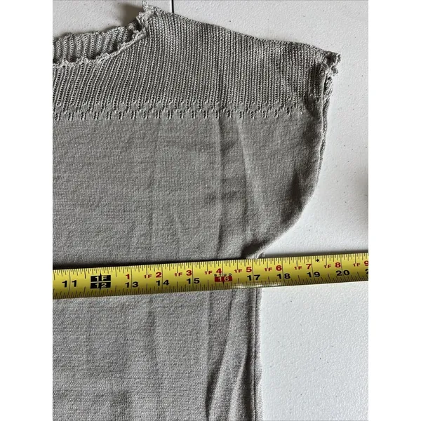Coldwater Creek womens Sweater Silk shiny Small Silver Metallic Short Sleeve - Image 5
