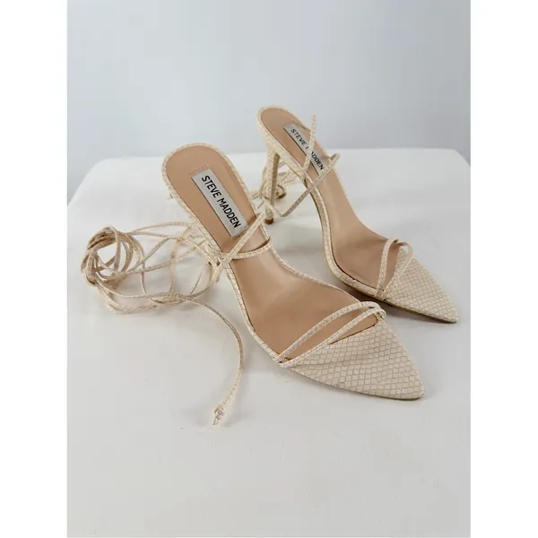 Steve Madden Premier Strappy Lace Up Heels in Cream Size 7.5 - Image 2