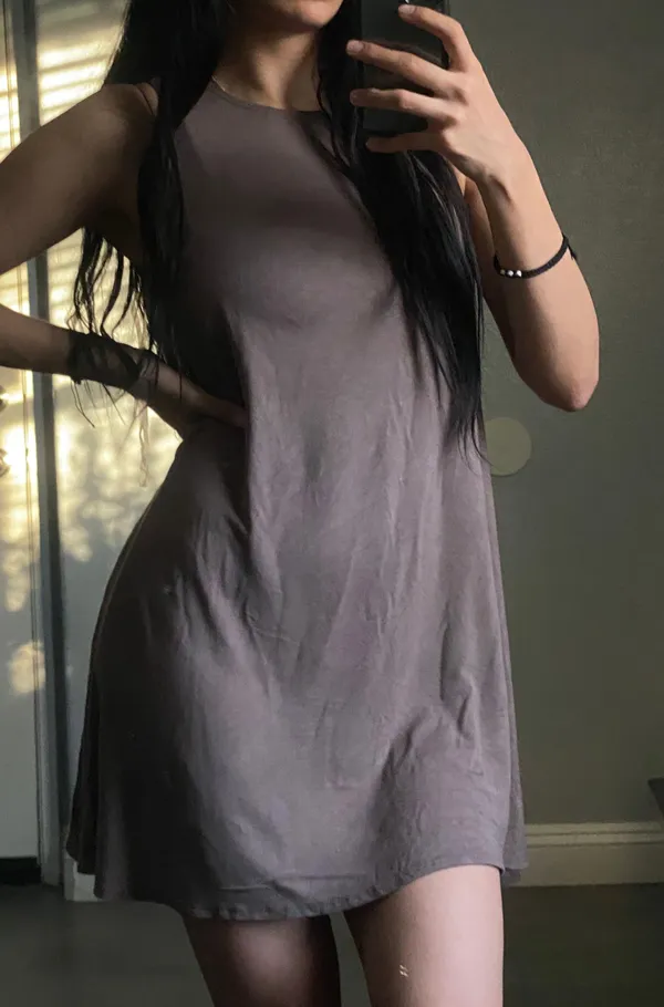 Socialite Dress Up Taupe Mini Dress - Image 2