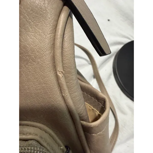 Tignanello Tan Faux Leather Convertible Backpack Purse Silver Tone Hardware - Image 6