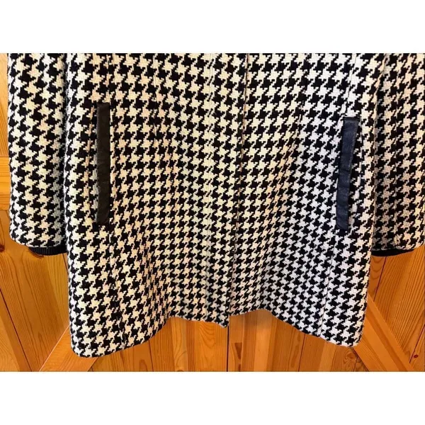 Vintage Apt. 9 Black White Houndstooth Lined Wool Blend Coat READ Size Large (64 - Image 3