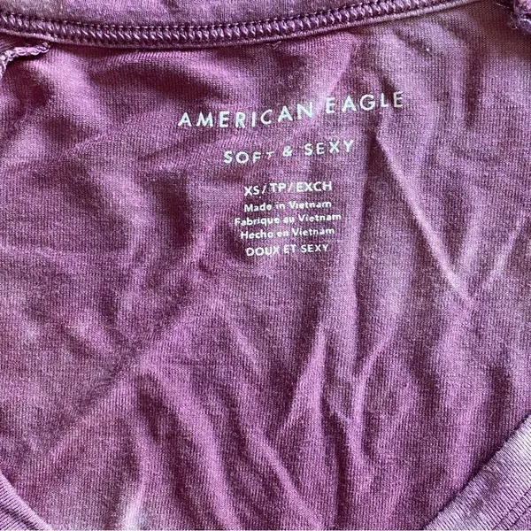 American Eagle V Neck Top Purple Tie Dye Wine Pink - Image 5