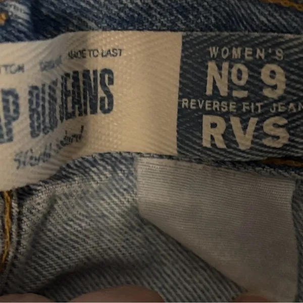 VTG Gap Blue Jeans No. 9 Reverse Fit RVS Sz 10/34 Light Wash High Rise Baggy Fit - Image 8