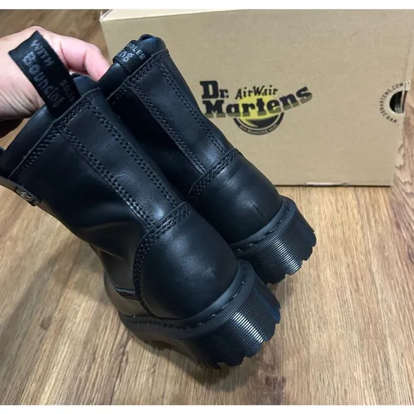 DR MARTENS Anistone LO black leather boots booties shoes women’s 9 new - Image 5