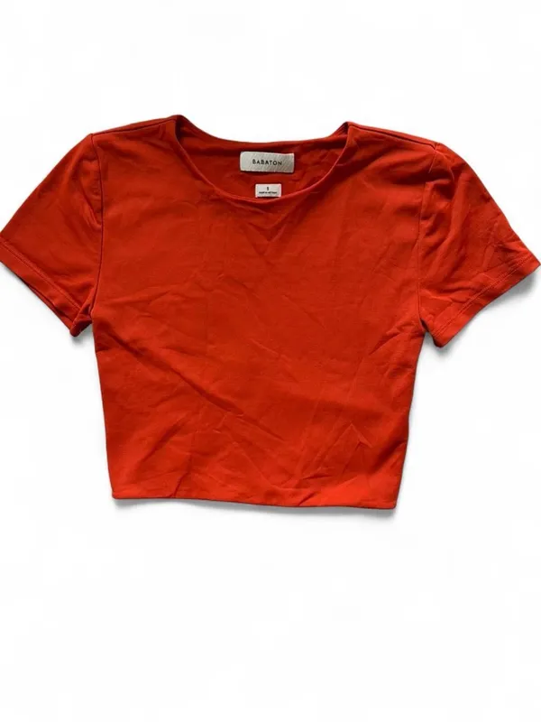 Babaton Burnt Orange Short Sleeve Crop Top - Image 4