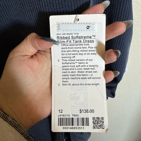 Lululemon Ribbed Softstreme Slim-Fit‎ Tank Dress Size 12 True Navy NEW - Image 7