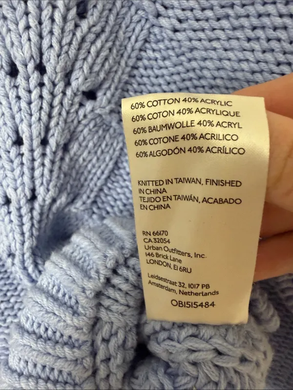 Free People Bell Song Texture-Knit Sweater Vintage Blue Periwinkle Medium - Image 5